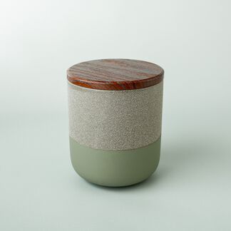 Green Two-Tone Ceramic Jar with Lid - 4 Jars